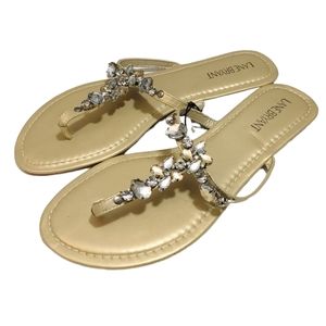 Lane Bryant Rhinestone Gemstone Elegant Flip Flops Women's Size 10 Wide NWT